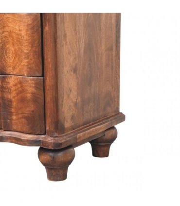 Artisan Furniture Solid Wood 2-Drawer Bedside with Open Shelf, Brown