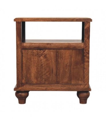 Artisan Furniture Solid Wood 2-Drawer Bedside with Open Shelf, Brown