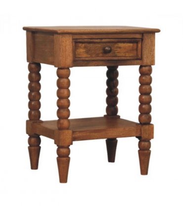 Artisan Furniture Solid Wood Spindle Bedside, 1 Drawer, 1 Shelf, Brown
