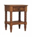 Artisan Furniture Solid Wood Spindle Bedside, 1 Drawer, 1 Shelf, Brown