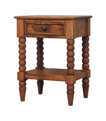 Artisan Furniture Solid Wood Spindle Bedside, 1 Drawer, 1 Shelf, Brown