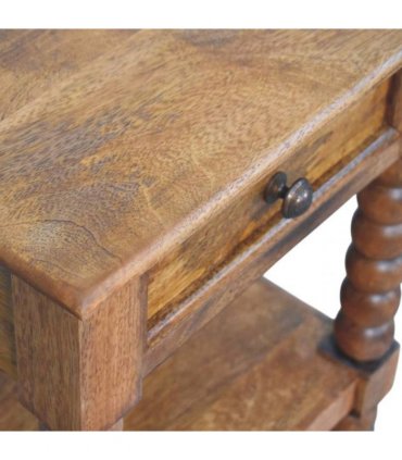 Artisan Furniture Solid Wood Spindle Bedside, 1 Drawer, 1 Shelf, Brown