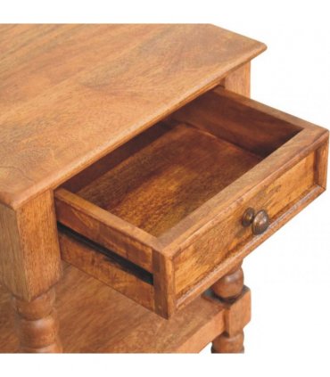 Artisan Furniture Solid Wood Spindle Bedside, 1 Drawer, 1 Shelf, Brown
