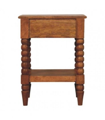 Artisan Furniture Solid Wood Spindle Bedside, 1 Drawer, 1 Shelf, Brown
