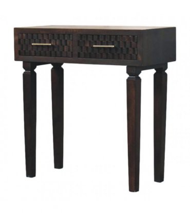 Artisan Furniture Solid Wood Arno Console Table, 2 Drawers, Dark Brown