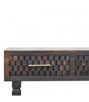 Artisan Furniture Solid Wood Arno Console Table, 2 Drawers, Dark Brown