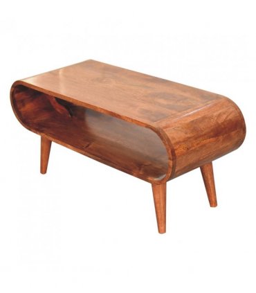 Artisan Furniture Solid Wood Amaya Nordic Style Honey Caramel Coffee Table, 1 Open Slot, Brown