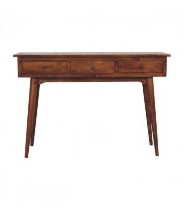 Artisan Furniture Solid Wood Large 3 Drawer Chestnut Console, Dark Brown