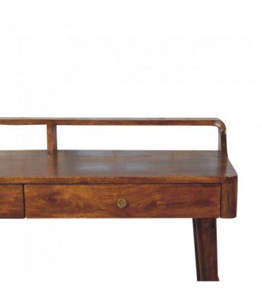 Artisan Furniture Solid Wood Elevated Chestnut Console Table, 2 Drawers, Dark Brown