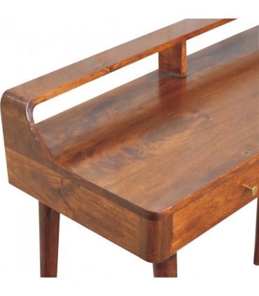 Artisan Furniture Solid Wood Elevated Chestnut Console Table, 2 Drawers, Dark Brown