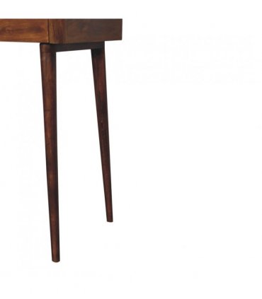 Artisan Furniture Solid Wood Elevated Chestnut Console Table, 2 Drawers, Dark Brown