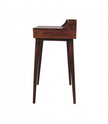 Artisan Furniture Solid Wood Elevated Chestnut Console Table, 2 Drawers, Dark Brown