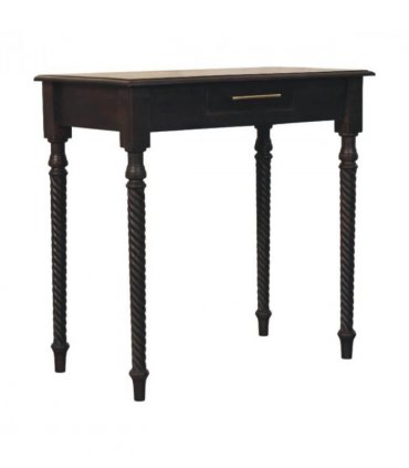 Artisan Furniture Solid Wood Cordelier Turned-Leg Writing Desk, 1 Drawer, Dark Brown