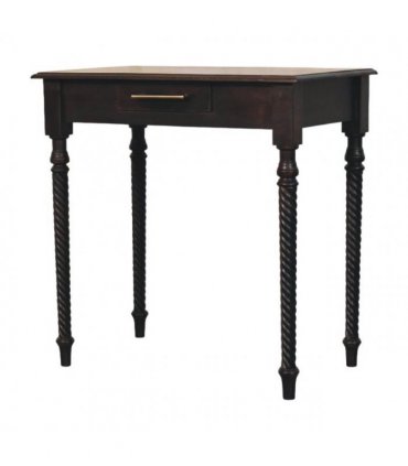 Artisan Furniture Solid Wood Cordelier Turned-Leg Writing Desk, 1 Drawer, Dark Brown
