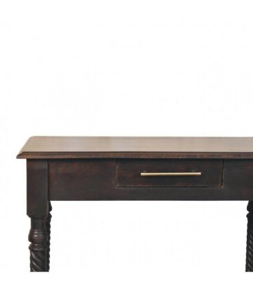 Artisan Furniture Solid Wood Cordelier Turned-Leg Writing Desk, 1 Drawer, Dark Brown