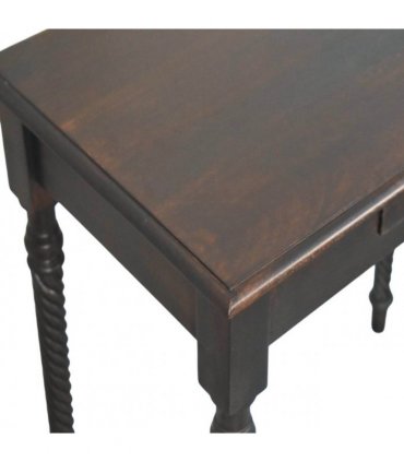 Artisan Furniture Solid Wood Cordelier Turned-Leg Writing Desk, 1 Drawer, Dark Brown