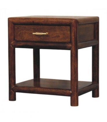 Artisan Furniture Solid Wood Regency Chestnut Nightstand, 1 Drawer, 1 Shelf, Dark Brown