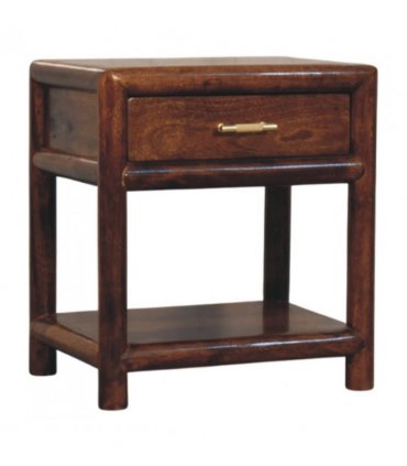 Artisan Furniture Solid Wood Regency Chestnut Nightstand, 1 Drawer, 1 Shelf, Dark Brown