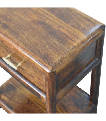 Artisan Furniture Solid Wood Regency Chestnut Nightstand, 1 Drawer, 1 Shelf, Dark Brown