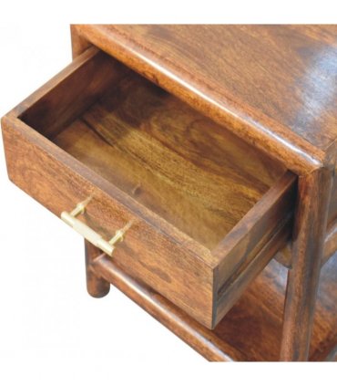 Artisan Furniture Solid Wood Regency Chestnut Nightstand, 1 Drawer, 1 Shelf, Dark Brown
