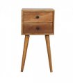 Artisan Furniture Solid Wood Mini 2 Drawer Oak-ish Bedside, Brown