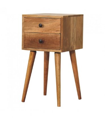 Artisan Furniture Solid Wood Mini 2 Drawer Oak-ish Bedside, Brown