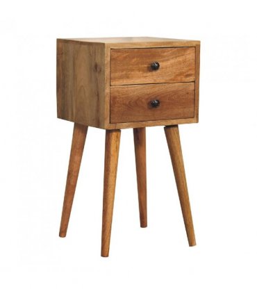 Artisan Furniture Solid Wood Mini 2 Drawer Oak-ish Bedside, Brown