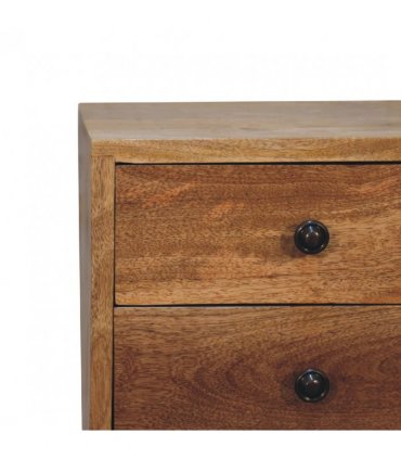 Artisan Furniture Solid Wood Mini 2 Drawer Oak-ish Bedside, Brown