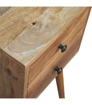 Artisan Furniture Solid Wood Mini 2 Drawer Oak-ish Bedside, Brown