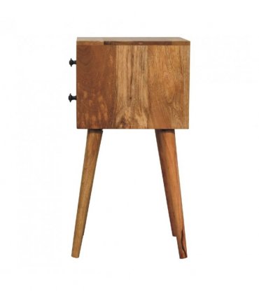 Artisan Furniture Solid Wood Mini 2 Drawer Oak-ish Bedside, Brown
