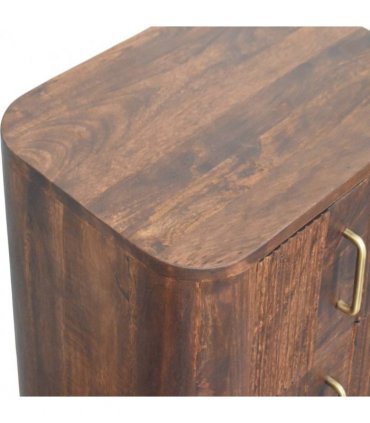 Artisan Furniture Solid Wood Marlowe Fluted Nightstand, 2 Drawers, Dark Brown