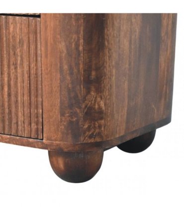 Artisan Furniture Solid Wood Marlowe Fluted Nightstand, 2 Drawers, Dark Brown
