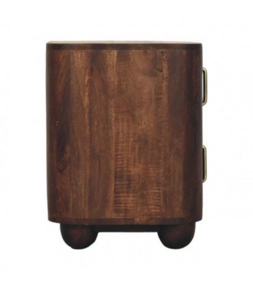 Artisan Furniture Solid Wood Marlowe Fluted Nightstand, 2 Drawers, Dark Brown