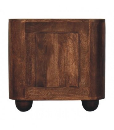 Artisan Furniture Solid Wood Marlowe Fluted Nightstand, 2 Drawers, Dark Brown
