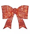 Pre-lit Outdoor Giant Bowknot Christmas Decoration, Lighted Metal Frame with 124 Warm White LED Lights, for Front Door Gate Wall Indoor Outdoor Holiday Party, Red