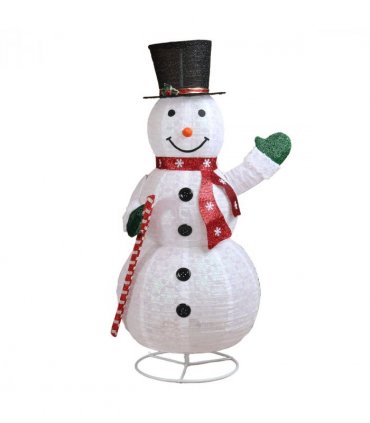 1.7M Lighted Snowman Holding Candy Cane Christmas Yard Decorations, Pre-lit Pull Up Snowman with 240 White LEDs, for Xmas Outdoor Holiday Indoor Decor Lighted Holiday Displays, White