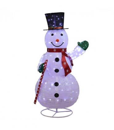 1.7M Lighted Snowman Holding Candy Cane Christmas Yard Decorations, Pre-lit Pull Up Snowman with 240 White LEDs, for Xmas Outdoor Holiday Indoor Decor Lighted Holiday Displays, White