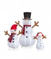Set of 3 Lighted Snowman Family Christmas Yard Decorations, 60cm 90cm 120cm Pre-lit Pull Up Snowman with 270 White LEDs, for Xmas Outdoor Holiday Indoor Decor Lighted Holiday Displays
