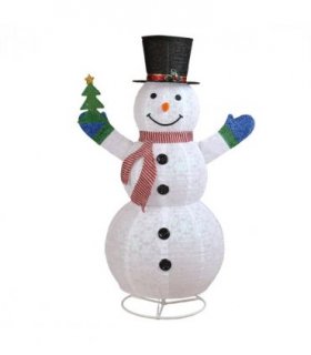 1.7M Lighted Snowman Holding Small Tree Christmas Yard Decorations, Pre-lit Pull Up Snowman with 200 Warm White LEDs, for Xmas Outdoor Holiday Indoor Decor Lighted Holiday Displays, White