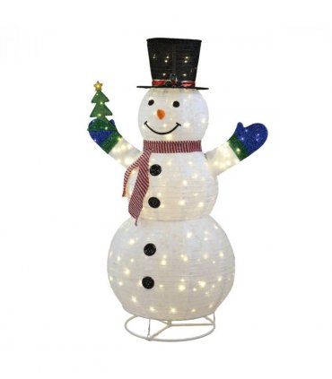 1.7M Lighted Snowman Holding Small Tree Christmas Yard Decorations, Pre-lit Pull Up Snowman with 200 Warm White LEDs, for Xmas Outdoor Holiday Indoor Decor Lighted Holiday Displays, White