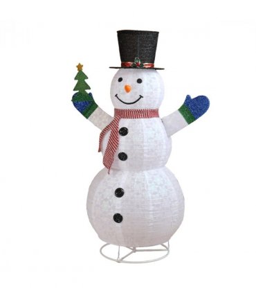 1.7M Lighted Snowman Holding Small Tree Christmas Yard Decorations, Pre-lit Pull Up Snowman with 200 Warm White LEDs, for Xmas Outdoor Holiday Indoor Decor Lighted Holiday Displays, White