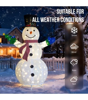1.7M Lighted Snowman Holding Small Tree Christmas Yard Decorations, Pre-lit Pull Up Snowman with 200 Warm White LEDs, for Xmas Outdoor Holiday Indoor Decor Lighted Holiday Displays, White
