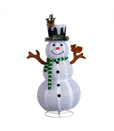 1.2M Lighted Snowman and Squirrel Christmas Yard Decorations, Pre-lit Pull Up Snowman with 120 White LEDs, for Xmas Outdoor Holiday Indoor Decor Lighted Holiday Displays, White