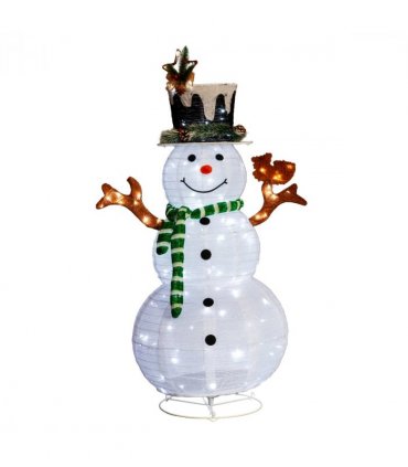 1.2M Lighted Snowman and Squirrel Christmas Yard Decorations, Pre-lit Pull Up Snowman with 120 White LEDs, for Xmas Outdoor Holiday Indoor Decor Lighted Holiday Displays, White