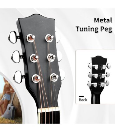 【】KMA101 41In Basswood Panel Matte Edging Folk Guitar with 10W Amplifier Bag Tuner and other Accessories Black