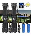 2 Pack USB Rechargeable LED Flashlight 5-Mode Outdoor Camping Hiking Flashlight WorkLight