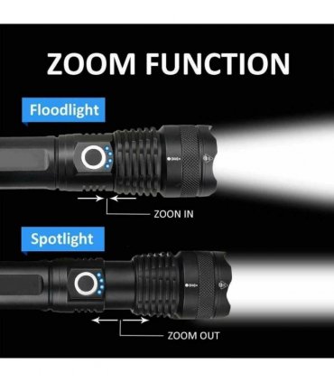 2 Pack USB Rechargeable LED Flashlight 5-Mode Outdoor Camping Hiking Flashlight WorkLight