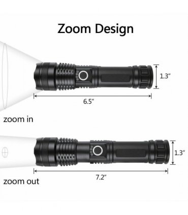 2 Pack USB Rechargeable LED Flashlight 5-Mode Outdoor Camping Hiking Flashlight WorkLight