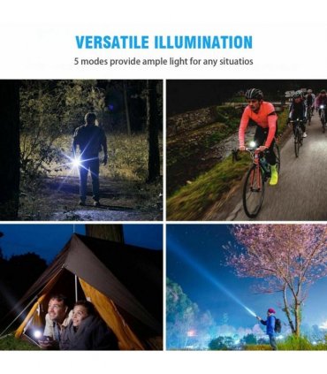 2 Pack USB Rechargeable LED Flashlight 5-Mode Outdoor Camping Hiking Flashlight WorkLight