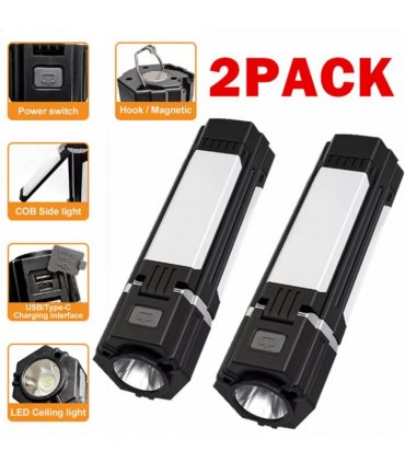 （2 pack）Rechargeable Foldable LED Camping Lantern Light Outdoor Camping Hiking Flashlight  Work Light  Camping Lantern Light